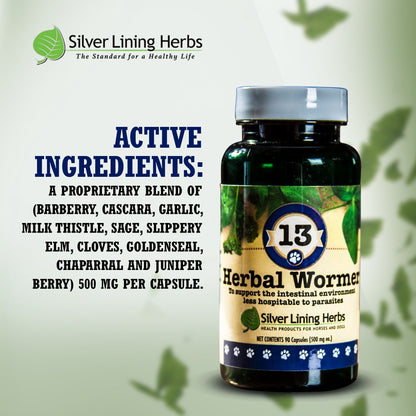 13 Herbal Wormer for Dogs - 90 Capsule - Silver Lining Herbs