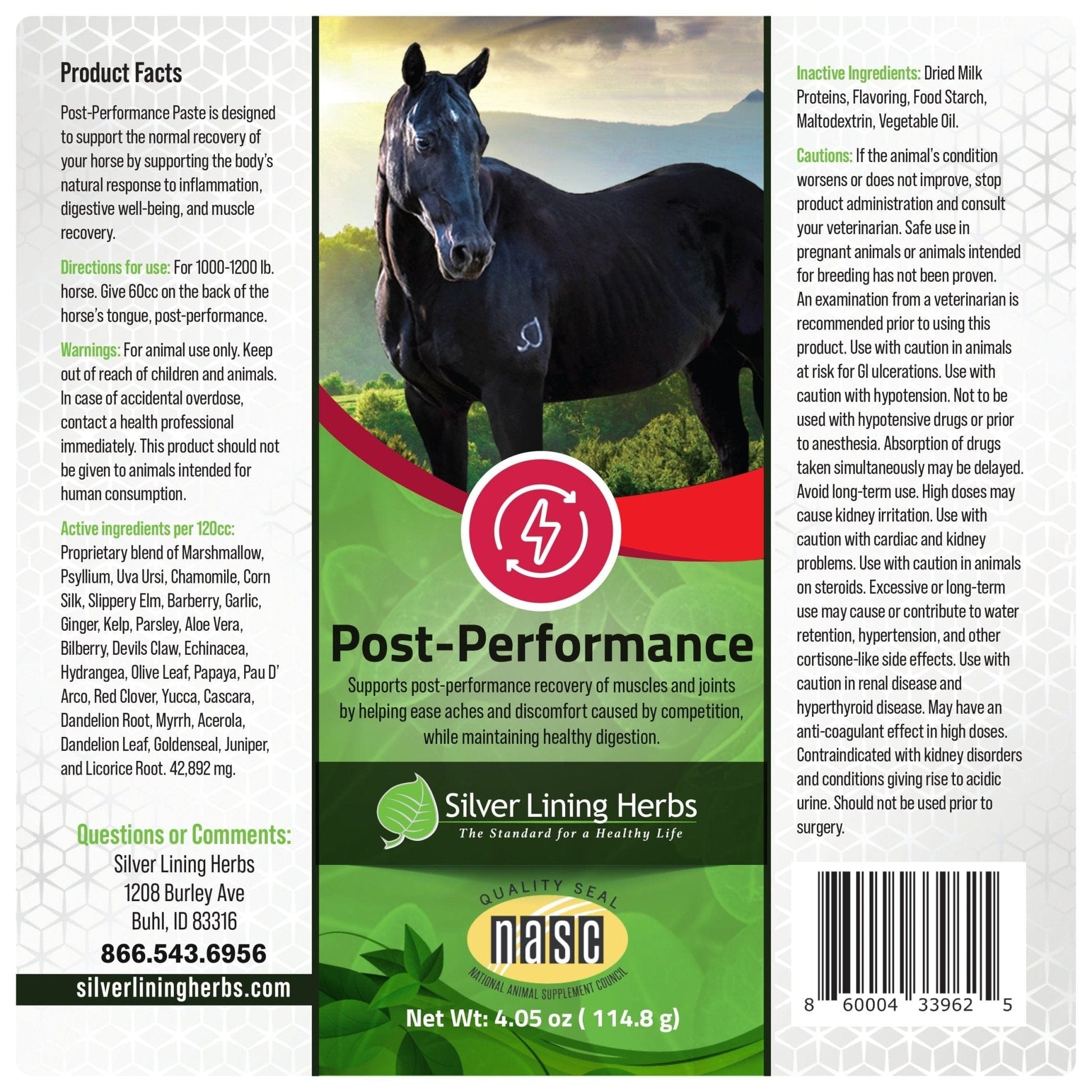 Post-Performance Paste for Horses - Silver Lining Herbs